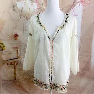 Velvet by Graham & Spencer Beaded Peasant bohemian Blouse
